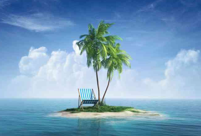 Dans ou sur une île ?